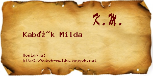 Kabók Milda névjegykártya